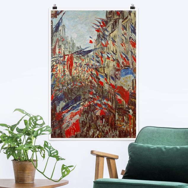 Riproduzioni quadri famosi Claude Monet - Rue Montorgueil con le bandiere
