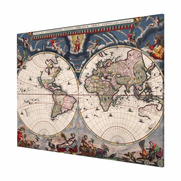Quadri retro Mappa storica del mondo Nova Et Accuratissima del 1664