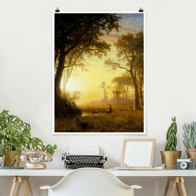 Quadri Romanticismo Albert Bierstadt - Luce nella foresta
