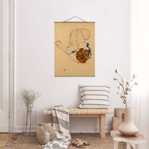 Stile artistico Egon Schiele - Atto flesso in avanti