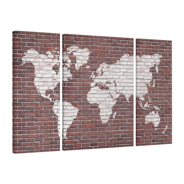 Quadri mappamondo Mappa del mondo in mattoni