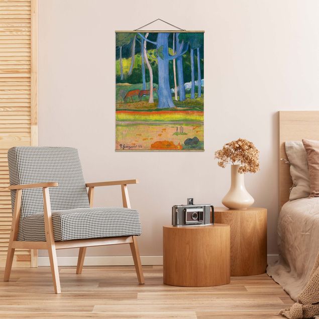 Quadri con paesaggio Paul Gauguin - Paesaggio con tronchi d'albero blu