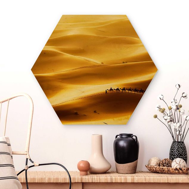 Quadri in legno con paesaggio Dune d'oro