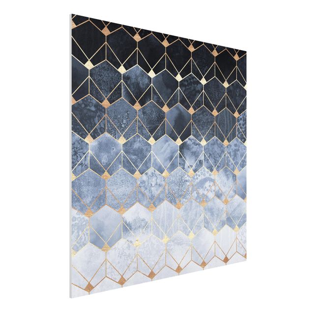 Quadri astratti moderni Art Déco - Geometria blu dorata