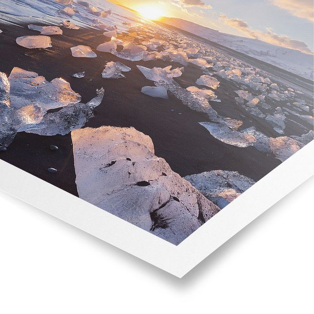 Quadri moderni   Pezzi di ghiaccio sulla spiaggia in Islanda