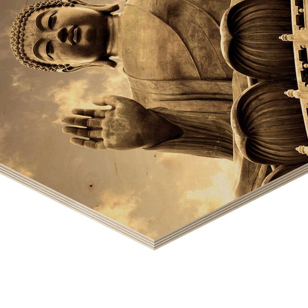 Esagono in legno - Big Buddha Seppia