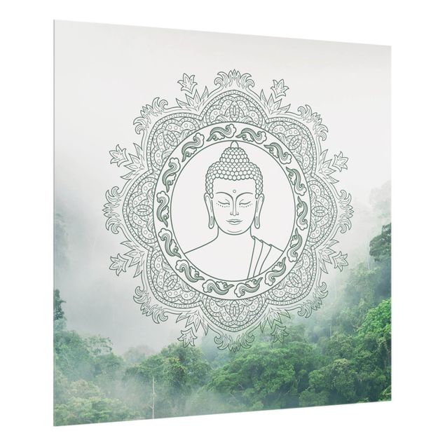 Paraspruzzi cucina Mandala di Buddha nella nebbia