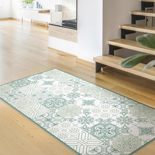 tappeto per esterno Piastrella modello floreale piccole parti in tonalità di verde