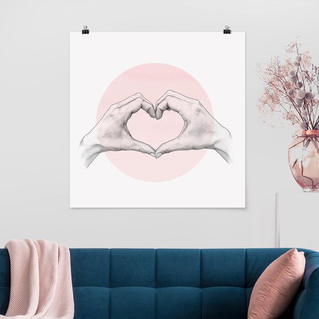 Amore quadri Illustrazione - Cuore Mani Cerchio Rosa Bianco