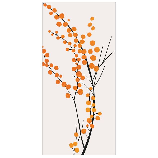 Tenda a pannello - Mondo vegetale grafico - Bacche in arancione - 250x120cm
