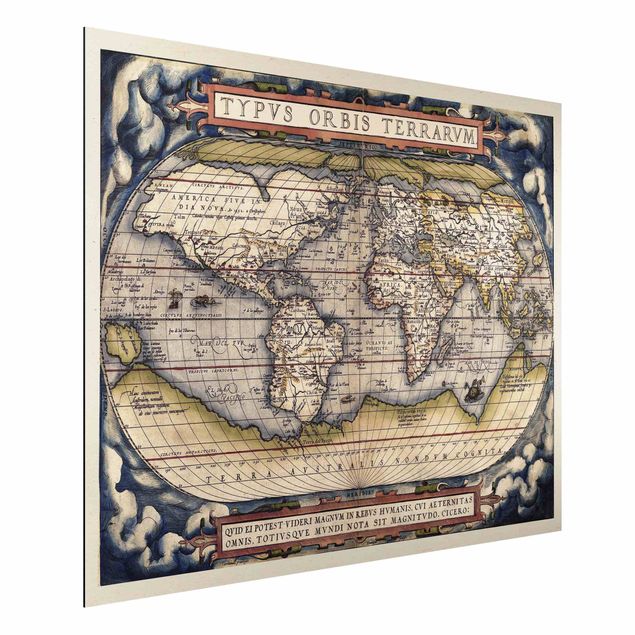 Quadri stile vintage Mappa del mondo storico Typus Orbis Terrarum