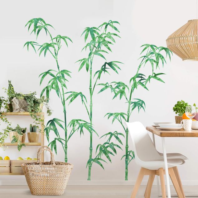 Adesivi murali piante Albero di bambù verde ad acquerello