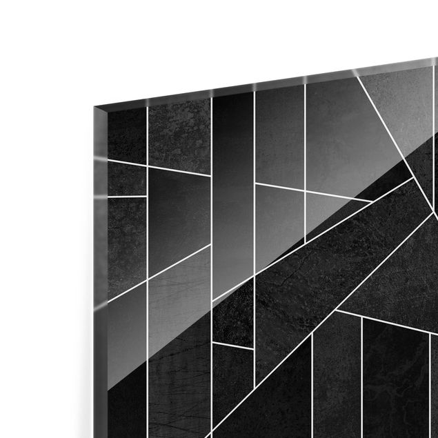 Paraspruzzi cucina Acquerello geometrico in bianco e nero