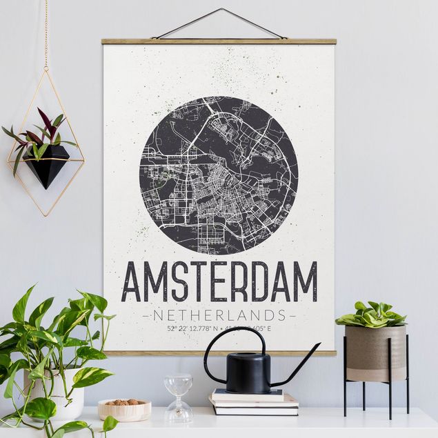 Quadri moderni   Mappa della città di Amsterdam - Retrò