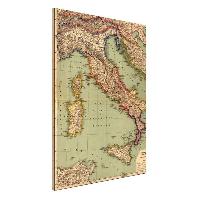 Quadri stile vintage Mappa vintage Italia