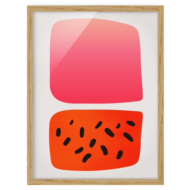 Quadro rosso Forme astratte - Melone e rosa