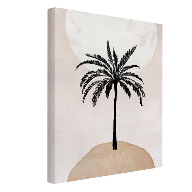 Stampe su tela paesaggio Isola di palme astratta con luna