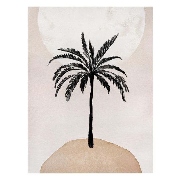 Quadri Isola di palme astratta con luna