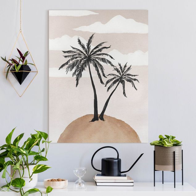 Quadri con paesaggio Isola di palme astratta