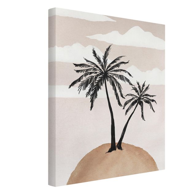 Stampe su tela paesaggio Isola di palme astratta
