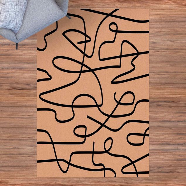 tappeto design moderno Linee astratte scorrevoli nero