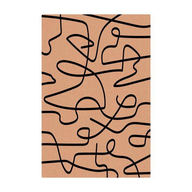 Tappetino di sughero - Fiume di linee astratto nero - Formato verticale 2:3