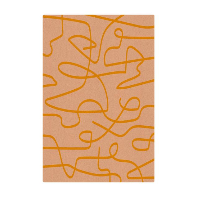 Tappetino di sughero - Fiume di linee astratto giallo sole - Formato verticale 2:3