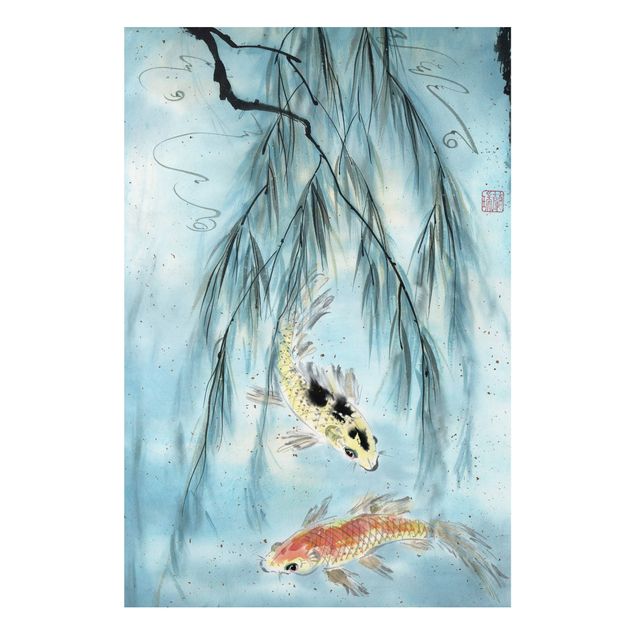 Quadri vintage Disegno acquerello giapponese Pesce rosso II