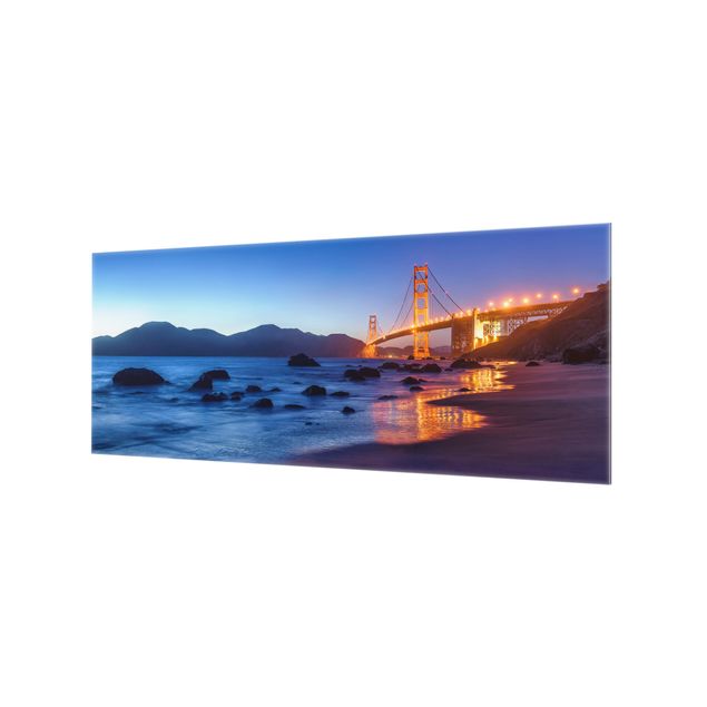 Paraschizzi in vetro - Golden Gate Bridge all'alba - Panorama 5:2