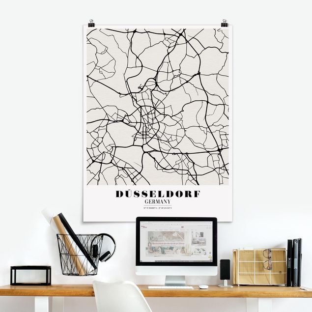 Quadro moderno Mappa di Dusseldorf - Classica