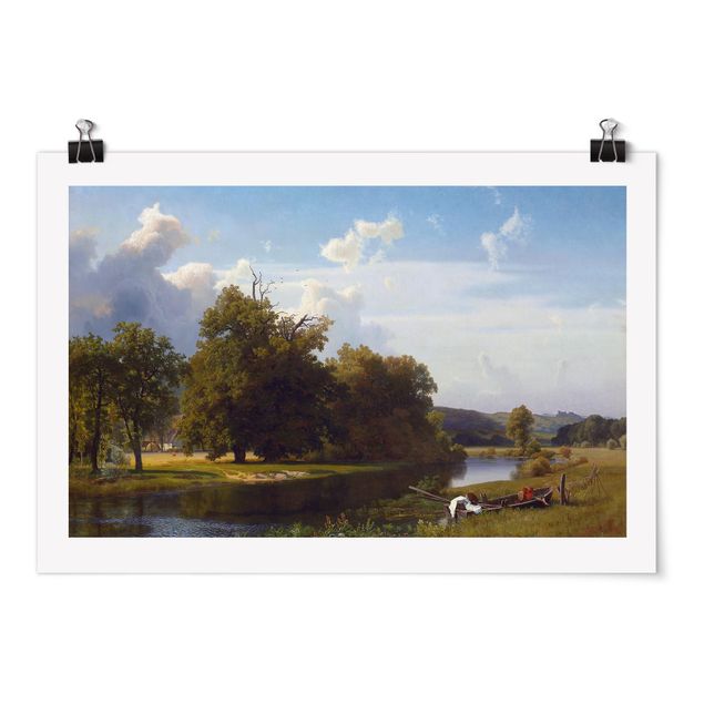 Stile di pittura Albert Bierstadt - Paesaggio fluviale, Westfalia