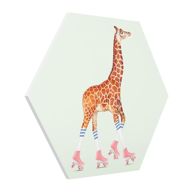 Riproduzioni quadri Giraffa con pattini a rotelle