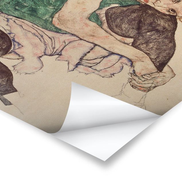 Quadri verdi Egon Schiele - Donna seduta con ginocchio alzato