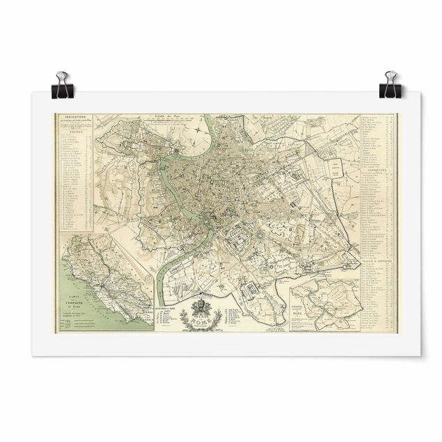 Quadri mappamondo Mappa vintage Roma Antica