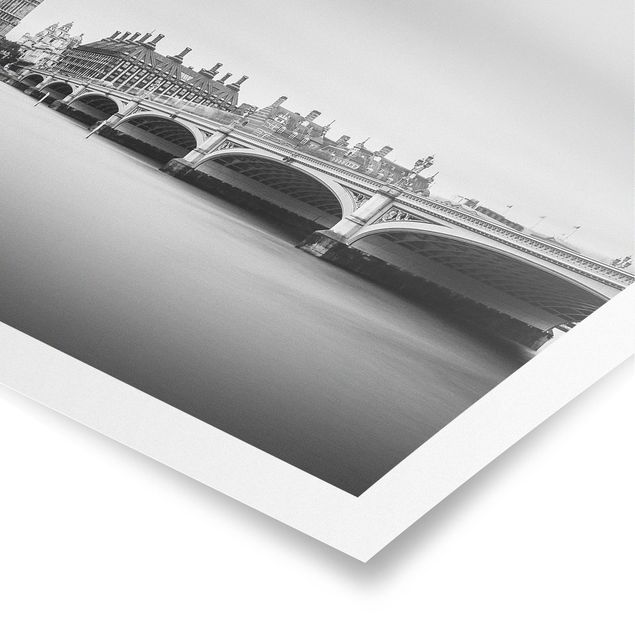 Poster in bianco e nero Il ponte di Westminster e il Big Ben
