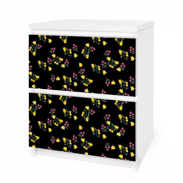 Carta adesiva per mobili IKEA - Malm Cassettiera 2xCassetti - Mille Fleurs Pattern