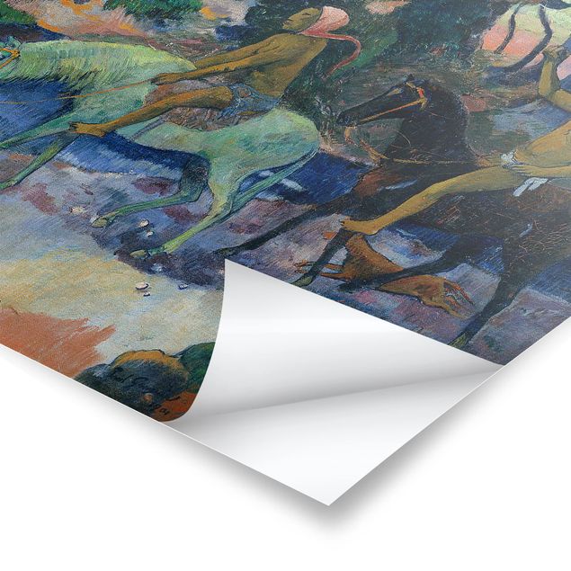 Quadro moderno blu Paul Gauguin - La fuga, il guado
