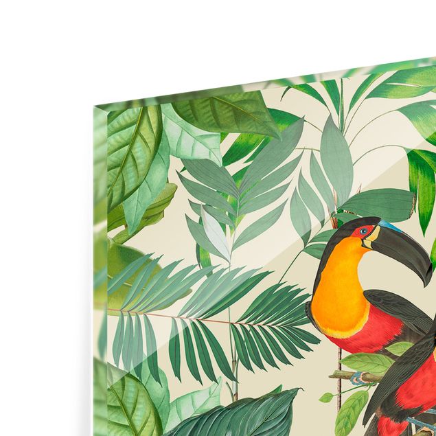 Paraschizzi cucina Collage vintage - Uccelli nella giungla
