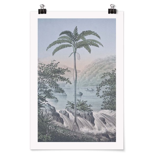 Riproduzioni quadri Illustrazione vintage - Paesaggio con palma