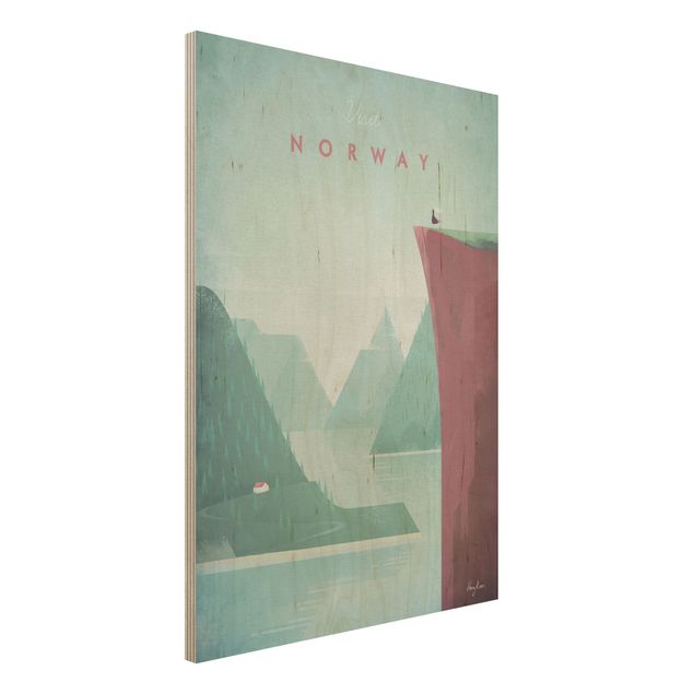 Quadri in legno con architettura e skylines Poster di viaggio - Norvegia