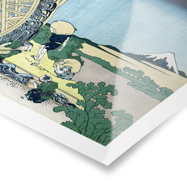 Quadro verde Katsushika Hokusai - Ruota ad acqua a Onden