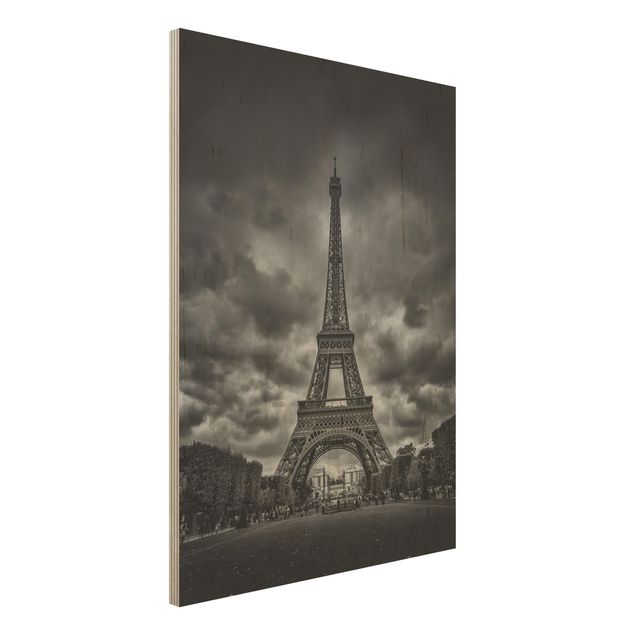 Quadri stampe Torre Eiffel davanti alle nuvole in bianco e nero