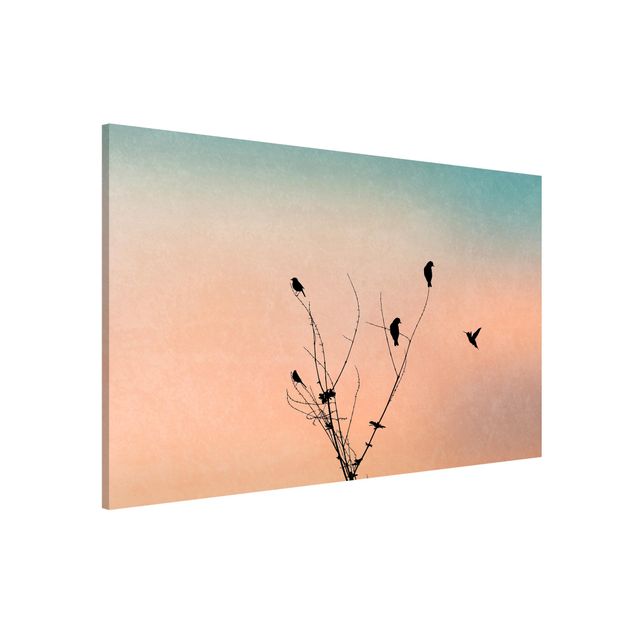 Quadro paesaggio Uccelli davanti al sole rosa II