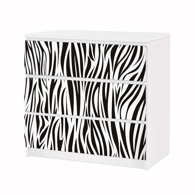 Carta adesiva per mobili IKEA - Malm Cassettiera 3xCassetti - Zebra Pattern