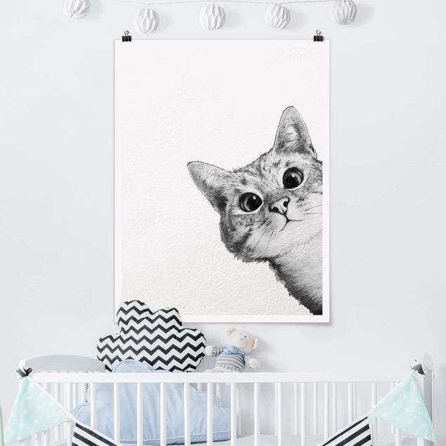 Decorazioni camera bambini Illustrazione - Gatto Disegno in bianco e nero