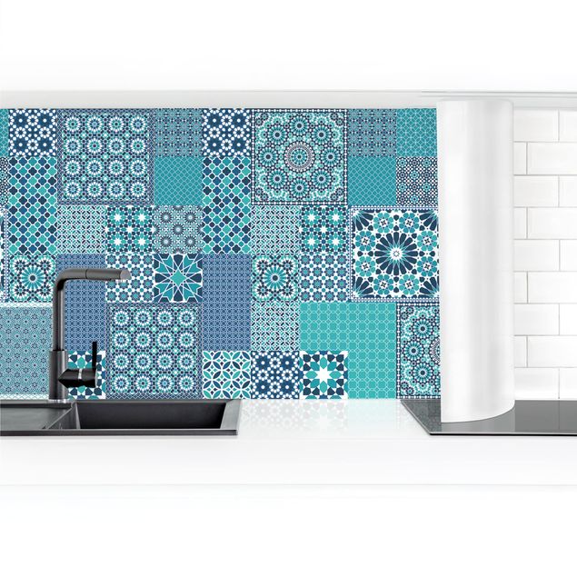 pannelli cucina Piastrelle mosaico marocchino blu turchese