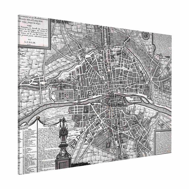 Quadri di Parigi Mappa vintage della città di Parigi intorno al 1600
