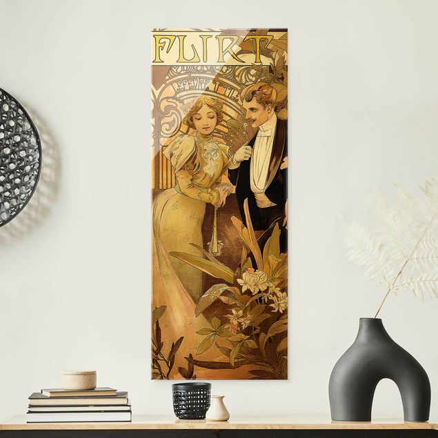 Stile artistico Alfons Mucha - Poster pubblicitario per i biscotti Flirt