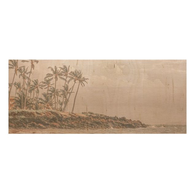 Quadri in legno con paesaggio Aloha Hawaii spiaggia