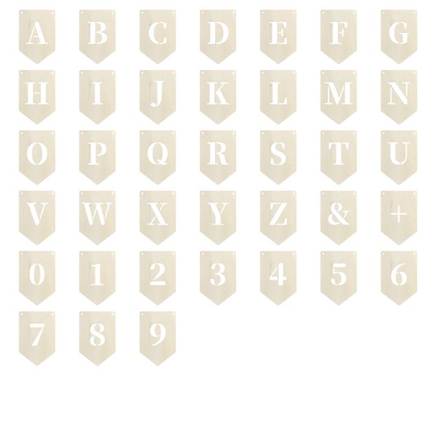 Quadro con lettere Alfabeto catena di gagliardetti con serif